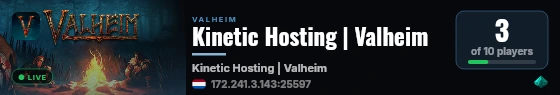 Kinetic Hosting | Valheim live status badge