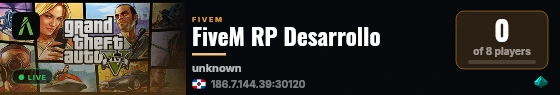 FiveM RP Desarrollo live status badge