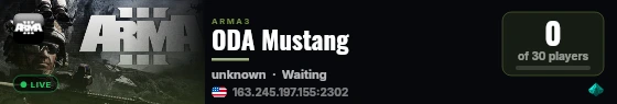 ODA Mustang live status badge