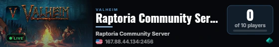 Raptoria Community Server live status badge