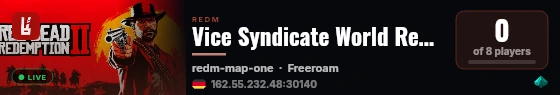 Vice Syndicate World Records Roleplay RedM 2.0 BETA live status badge