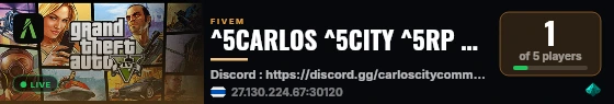 ^5CARLOS ^5CITY ^5RP ^2COMMUNITY | live status badge