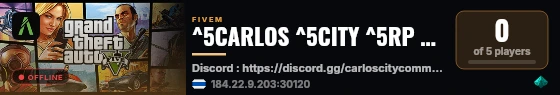 ^5CARLOS ^5CITY ^5RP ^2COMMUNITY | live status badge