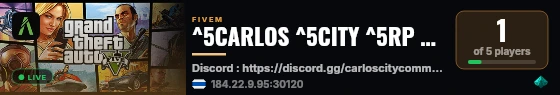 ^5CARLOS ^5CITY ^5RP ^2COMMUNITY | live status badge
