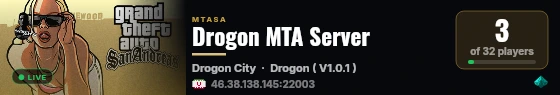 Drogon MTA Server live status badge