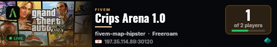 Crips Arena 1.0 live status badge