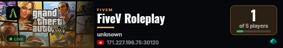 FiveV Roleplay live status badge