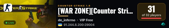[WAR ZONE][Counter Strike][1.6] live status badge
