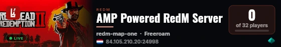 AMP Powered RedM Server live status badge