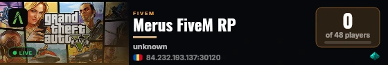 Merus FiveM RP live status badge