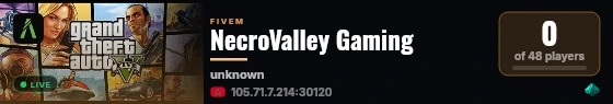 NecroValley Gaming live status badge