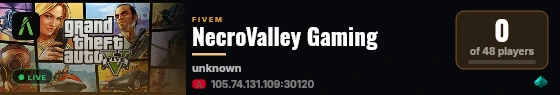 NecroValley Gaming live status badge