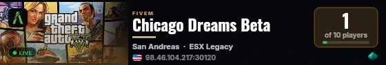 Chicago Dreams Beta live status badge