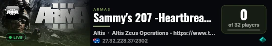 Sammy's 207 -Heartbreaker live status badge