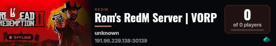 Rom's RedM Server | VORP live status badge