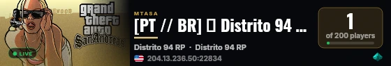 [PT // BR] ♦ Distrito 94 RP ♦ | Corps Tugas e Faccs Tugas | 250K€ Iniciais live status badge