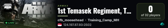 1st Temasek Regiment, Training Server live status badge