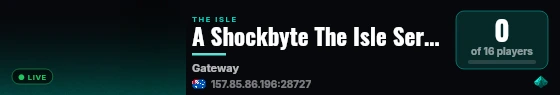 A Shockbyte The Isle Server live status badge