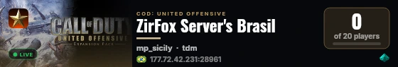 ZirFox Server's Brasil live status badge