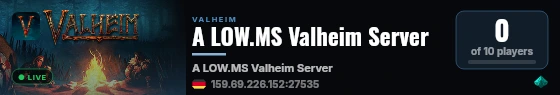 A LOW.MS Valheim Server live status badge