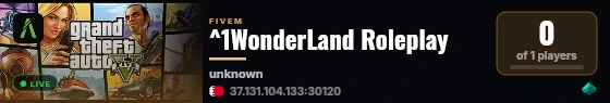 Wonderland Roleplay | Serious RP |Police/Ems, Gang & Drugs, Heists|Custom Cars live status badge