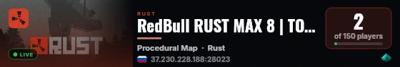 RedBull RUST MAX 8 | TOURNAMENT | 2x Vanilla live status badge