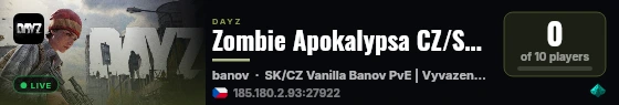 Zombie Apokalypsa CZ/SK Vanilla + Banov | Full PvE | live status badge