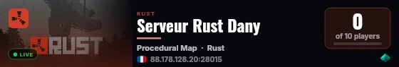 Serveur Rust Dany live status badge