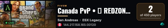 Canada PvP • 🔴 REDZONE • 🔵 BLUEZONE • 💰 CASH-PRIZE TOURNAMENTS • ⚔️ WAGERS • 🇨🇦 SINCE 2024 live status badge