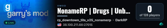 NonameRP | Drugs | Unbox | Crafting | Custom live status badge
