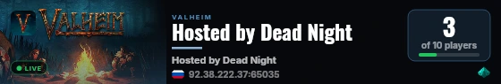 Hosted by Dead Night live status badge