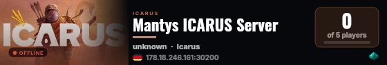 Mantys ICARUS Server live status badge