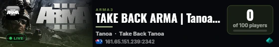 TAKE BACK ARMA | Tanoa | Capture and Defend live status badge