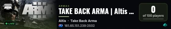 TAKE BACK ARMA | Altis | Capture and Defend live status badge