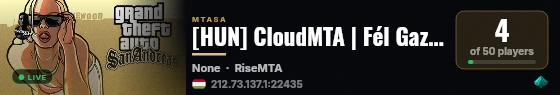 [HUN] CloudMTA | Fél Gazdag RP | discord.gg/RHeTjqbKnN live status badge