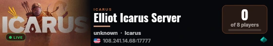 Elliot Icarus Server live status badge
