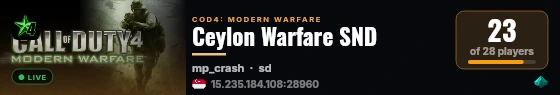 Ceylon Warfare SND live status badge