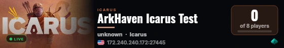 ArkHaven Icarus Test live status badge
