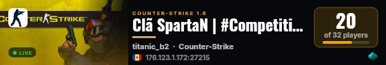 Clã SpartaN | #Competitivo @BRXGames [Round Faca][0T-R:1][CT:0 TR:0] [Live][1T live status badge