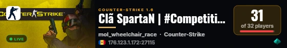 Clã SpartaN | #Competitivo @BRXGames [Round Faca][0T-R:1][CT:0 TR:0] [Live][1T live status badge