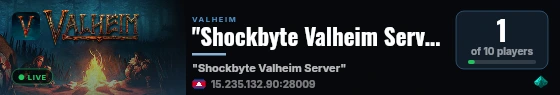 "Shockbyte Valheim Server" live status badge