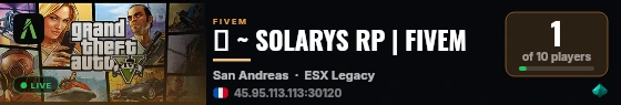 🌴 ~ SOLARYS RP | FIVEM live status badge