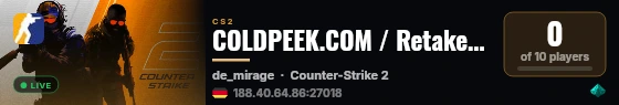 COLDPEEK.COM / Retake #1 / Only Mirage live status badge