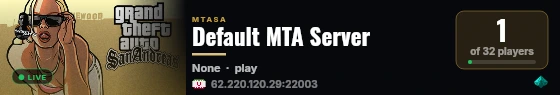 Default MTA Server live status badge