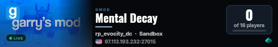 Mental Decay live status badge
