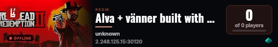 Alva + vänner built with RedM Basic Server! live status badge