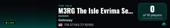 M3RG The Isle Evrima Server by G-Portal.com live status badge