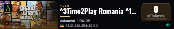 ^3Time2Play Romania ^1| ^0AMedium Roleplay live status badge