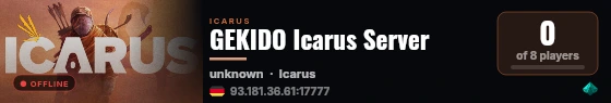 GEKIDO Icarus Server live status badge
