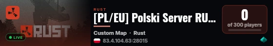 [PL/EU] Polski Server RUST | Monthly | Max team 2 | rust.srvm.t live status badge